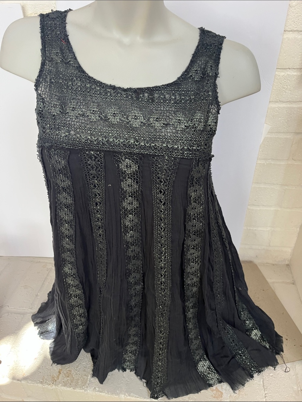 Boho Crochet Detail Sleeveless Dress - Black free people